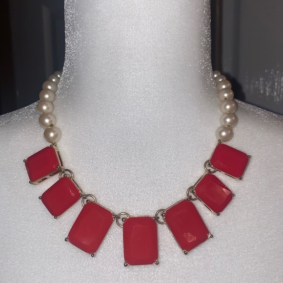 Kate Spade Red Stone Pearl Necklace